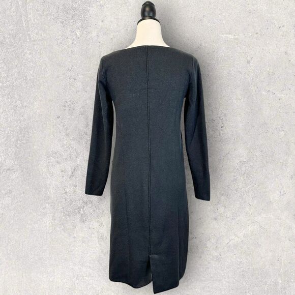 J. Jill Black Sweater Knit Dress Wool Blend Knee Length Size S - Picture 7 of 12